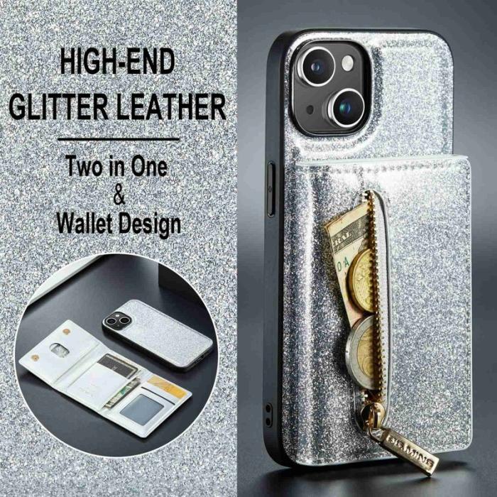 DG.MING - DG.MING M3 Series Mobilskal till iPhone 14 Plus 2-i-1 Silver Glitter