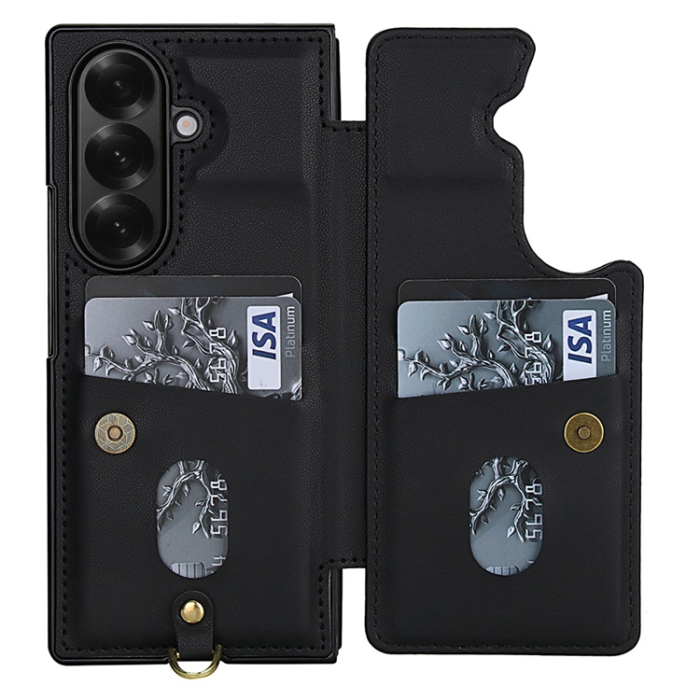 A-One Brand - Galaxy Z Fold7 Plånboksfodral Med 2 Remmar - Svart