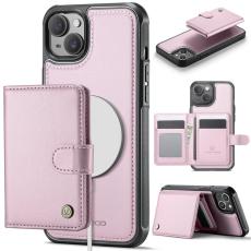 JEEHOOD - JEEHOOD J09 Fodral iPhone 13 6.1 tum KonstL&auml;der RFID-Skydd MagSafe - Rosa