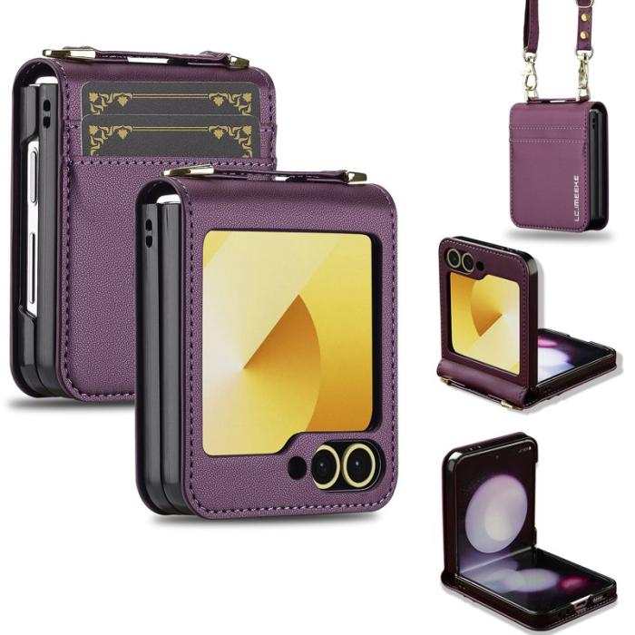 LC.imeeke - LC.IMEEKE för Samsung Galaxy Z Flip7 FE Fodral KonstLäder - Lila