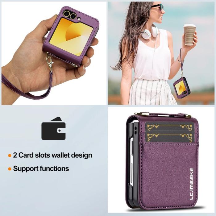 LC.imeeke - LC.IMEEKE för Samsung Galaxy Z Flip7 FE Fodral KonstLäder - Lila