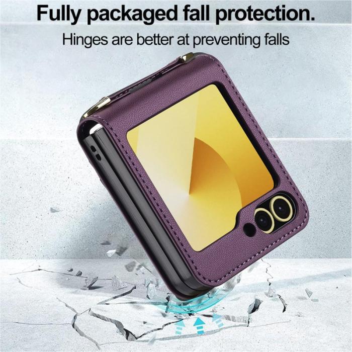 LC.imeeke - LC.IMEEKE för Samsung Galaxy Z Flip7 FE Fodral KonstLäder - Lila
