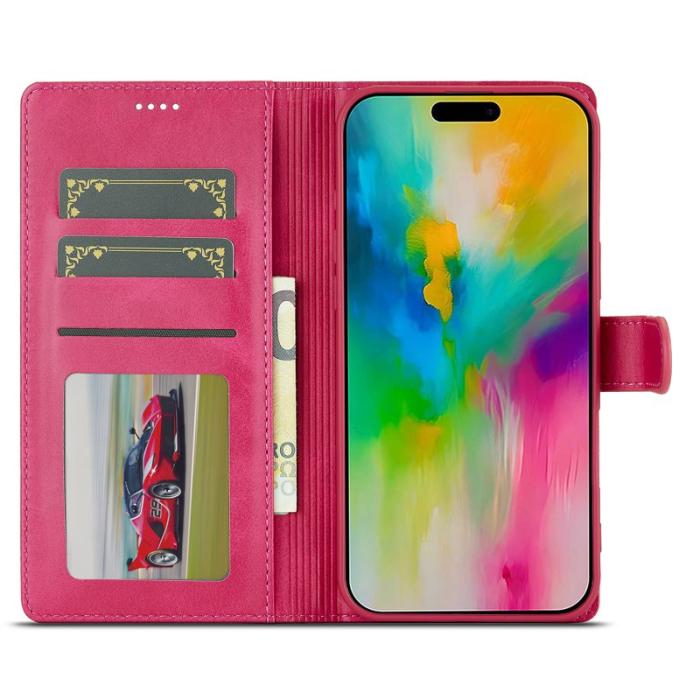 LC.imeeke - LC.IMEEKE iPhone 16 Plus Plånboksfodral Konstläder - Rosa