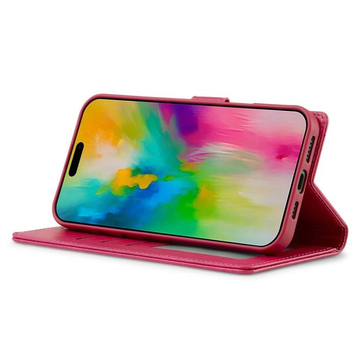 LC.imeeke - LC.IMEEKE iPhone 16 Plus Plånboksfodral Konstläder - Rosa