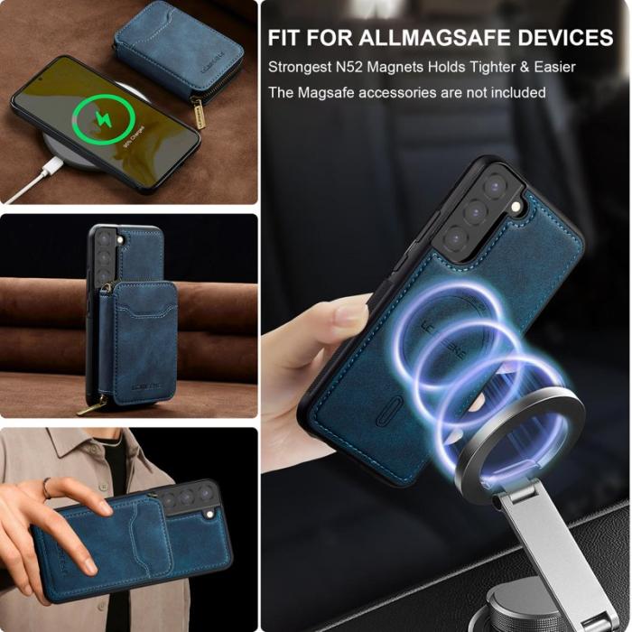 LC.imeeke - LC.IMEEKE L6 för Samsung Galaxy S22 5G Konstläder Plånboksfodral - Blå