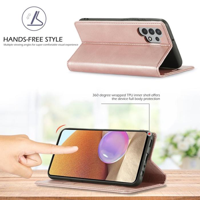 LC.imeeke - LC.IMEEKE Samsung Galaxy A32 5G Plånboksfodral Konstläder - Roséguld