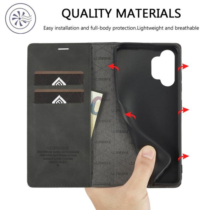 LC.imeeke - LC.IMEEKE Samsung Galaxy A32 5G Plånboksfodral Konstläder - Svart