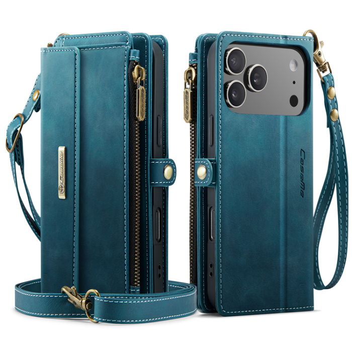 Caseme - CASEME iPhone 17 Pro Plånboksfodral Zipper RFID C39 - Grön