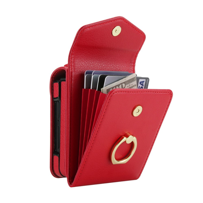A-One Brand - Galaxy Z Flip7 Plånboksfodral Litchi med Axelrem - Röd