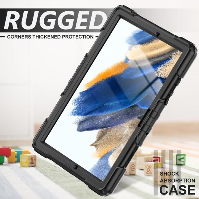 A-One Brand - Galaxy Tab A8 10.5 (2021) Skal Swivel Kickstand med Handrem - Svart