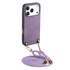 A-One Brand - iPhone 17 Pro Mobilskal med Justerbar Rem Retro Läder - Lila