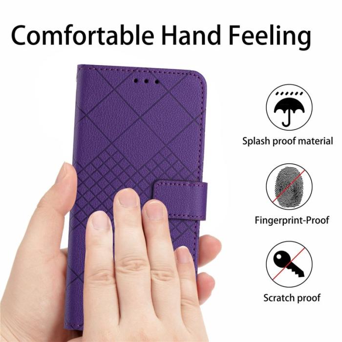 OEM - Samsung Galaxy S26 Fodral Imprint Konstläder Flip Folio - Mörklila
