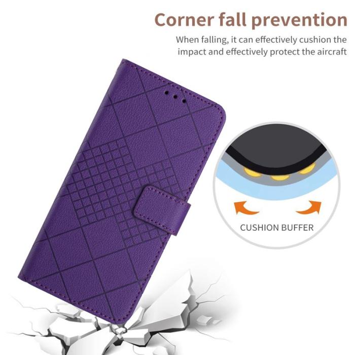OEM - Samsung Galaxy S26 Fodral Imprint Konstläder Flip Folio - Mörklila