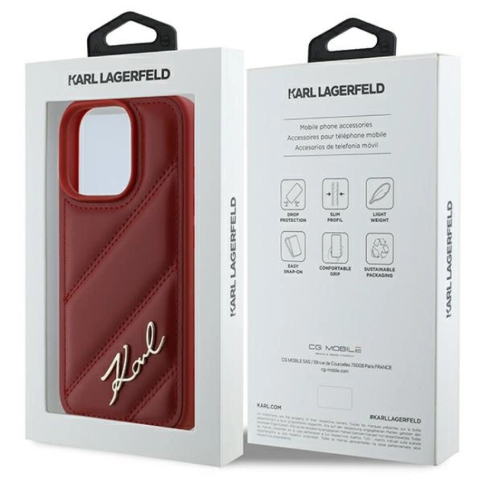 KARL LAGERFELD - Karl Lagerfeld iPhone 16 Pro Mobilskal Quilted Signature - Röd