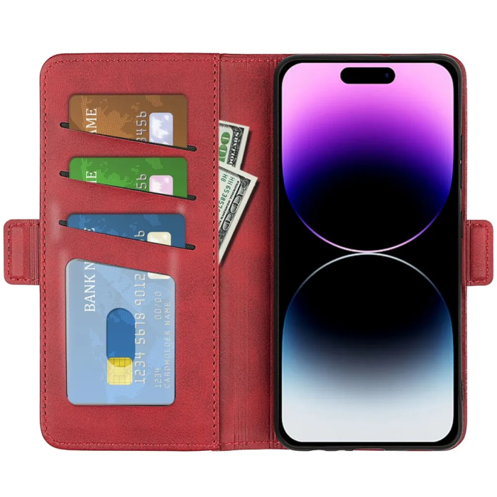 Taltech - iPhone 15 Pro Max Plånboksfodral Omvirat - Röd