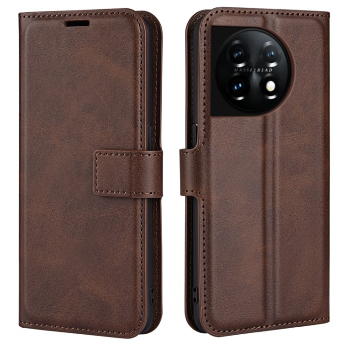OEM - OnePlus 11 5G Plånboksfodral Calf Texture Flip - Coffee