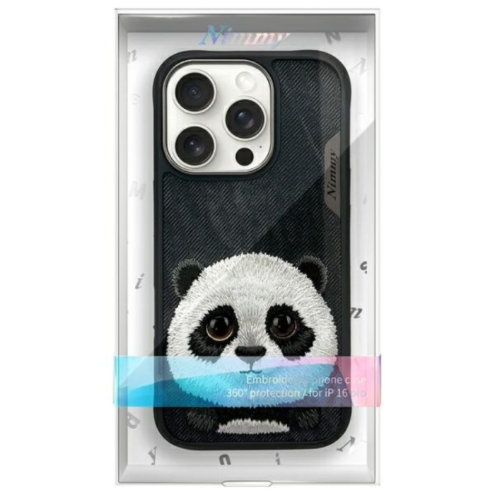 NIMMY - Nimmy iPhone 16 Pro Mobilskal Big Eyed Pet 2.0 Panda - Svart