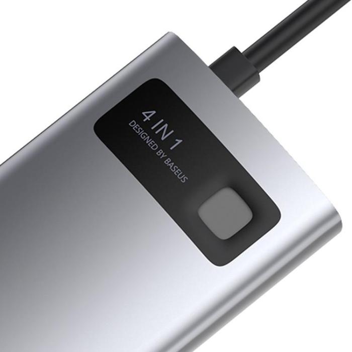 BASEUS - Baseus 4in1 Multifunktionell HUB USB-C 100 W - Grå