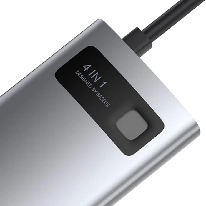 BASEUS - Baseus 4in1 Multifunktionell HUB USB-C 100 W - Grå