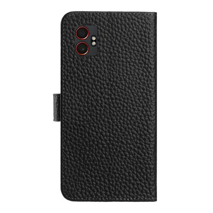 A-One Brand - Galaxy XCover 7 Pro Plånboksfodral Äkta Läder Litchi - Svart