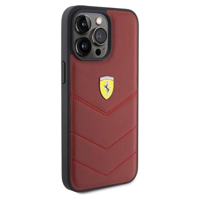Ferrari - Ferrari iPhone 15 Pro Max Mobilskal Läder Stitched Lines