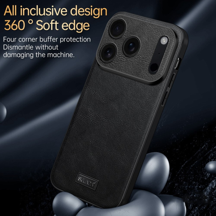 SULADA - SULADA iPhone 17 Pro Mobilskal PU-läder+TPU+PC - Svart