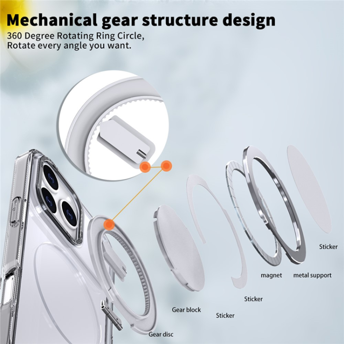 A-One Brand - iPhone 17 Pro Mobilskal MagSafe TPU+PC Kickstand - Transparent
