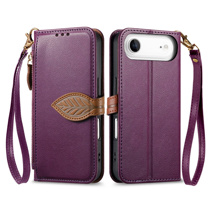 iPhone Air Plånboksfodral Leaf Magnetiskt Spänne Konstläder - Lila (Lila) | 2353 | AlltMobil