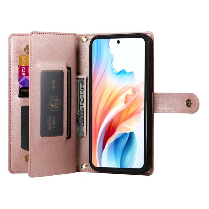 OEM - Samsung Galaxy S26 Fodral Dragkedja Äkta Läder - Rosa
