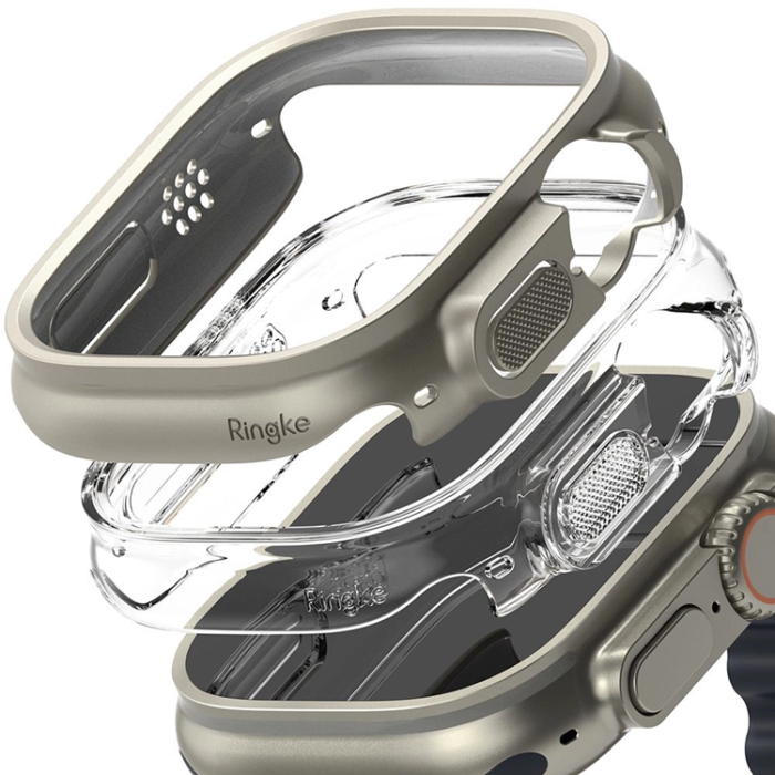 Ringke - [2-Pack] Ringke Apple Watch Ultra 1/2 (49mm) Skal Slim - Clear/Titamiun