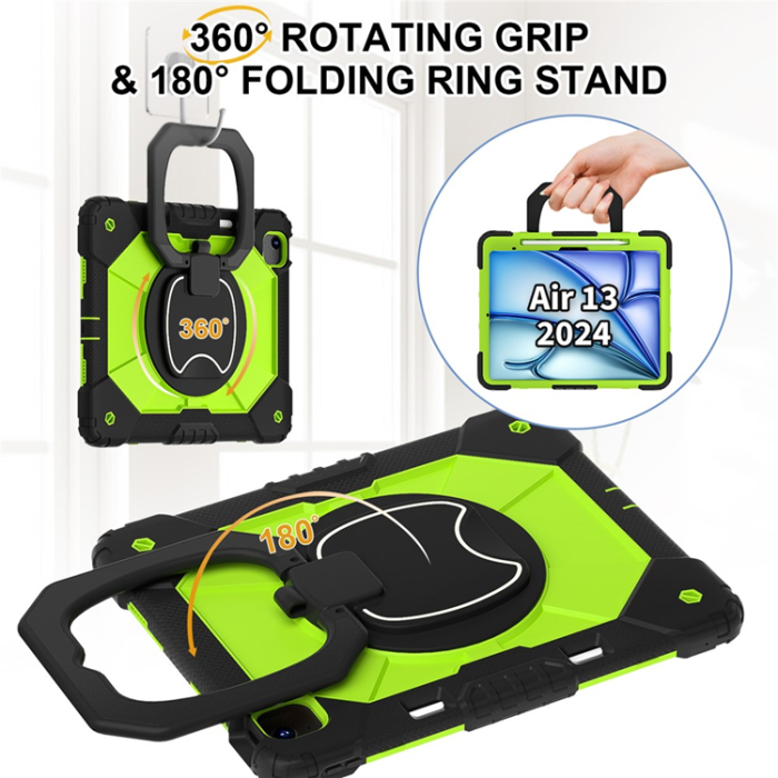 A-One Brand - iPad Air 13(2025/2024) Skal Kickstand - Svart/Gulgrön