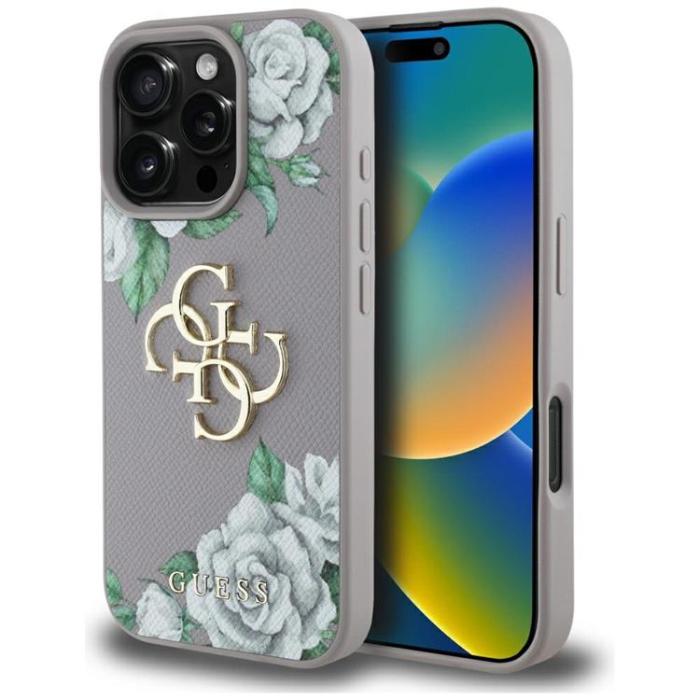 Guess - Guess iPhone 16 Pro Max Mobilskal Grained Roses Big 4G logo