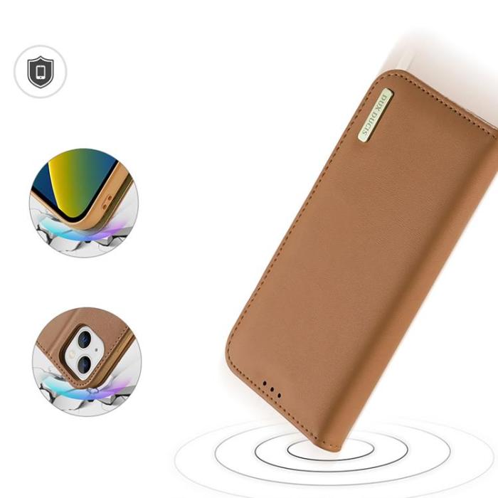 Dux Ducis - Dux Ducis iPhone 14 Plånboksfodral Äkta Läder Hivo Flip - Brun