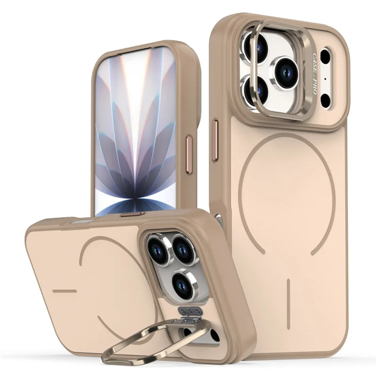 iPhone 17 Pro Max Mobilskal MagSafe Skin-Touch Kickstand - Guld (Ökenguld) | 2353 | AlltMobil