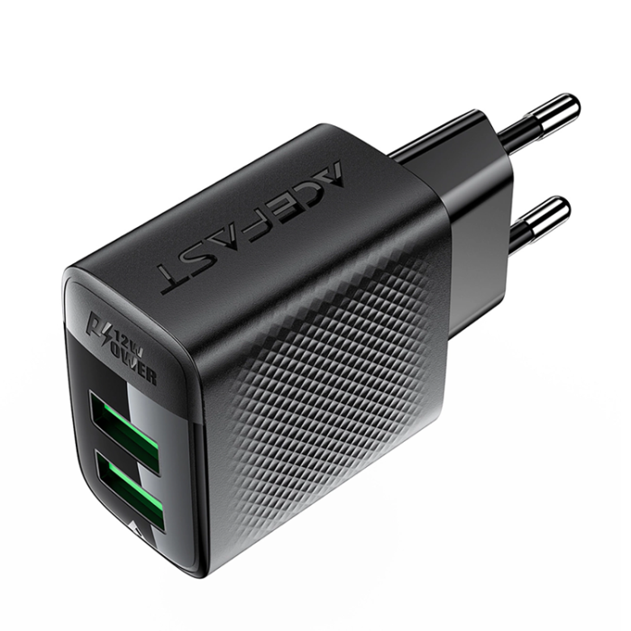 Acefast - Acefast A86 Väggladdare 12W 2x USB-A - Svart