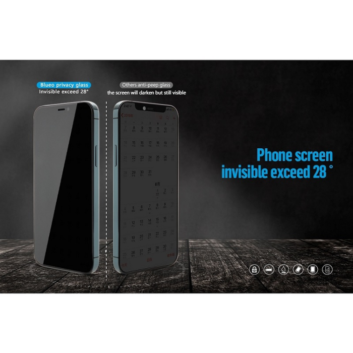 BlueO - BlueO iPhone 16 Pro Max Härdat Glas Skärmskydd 5D Mr Monkey Privacy