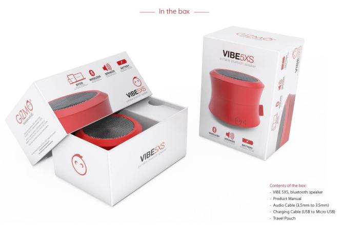 UTGATT5 - GIZMO VIBE 5XS Portable Bluetooth högtalare - (Röd)