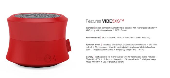 UTGATT5 - GIZMO VIBE 5XS Portable Bluetooth högtalare - (Röd)