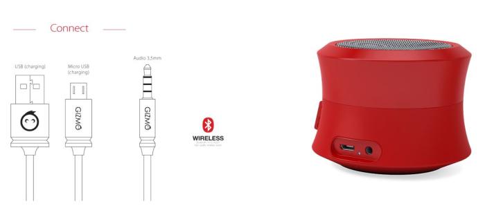 UTGATT5 - GIZMO VIBE 5XS Portable Bluetooth högtalare - (Röd)