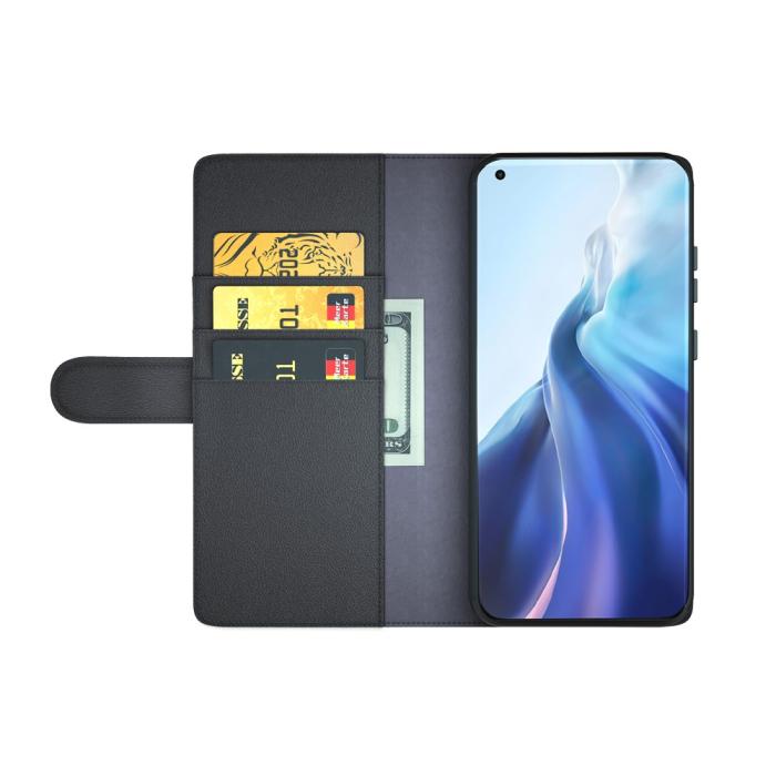 A-One Brand - Äkta Läder Plånboksfodral Xiaomi Mi 11 - Svart