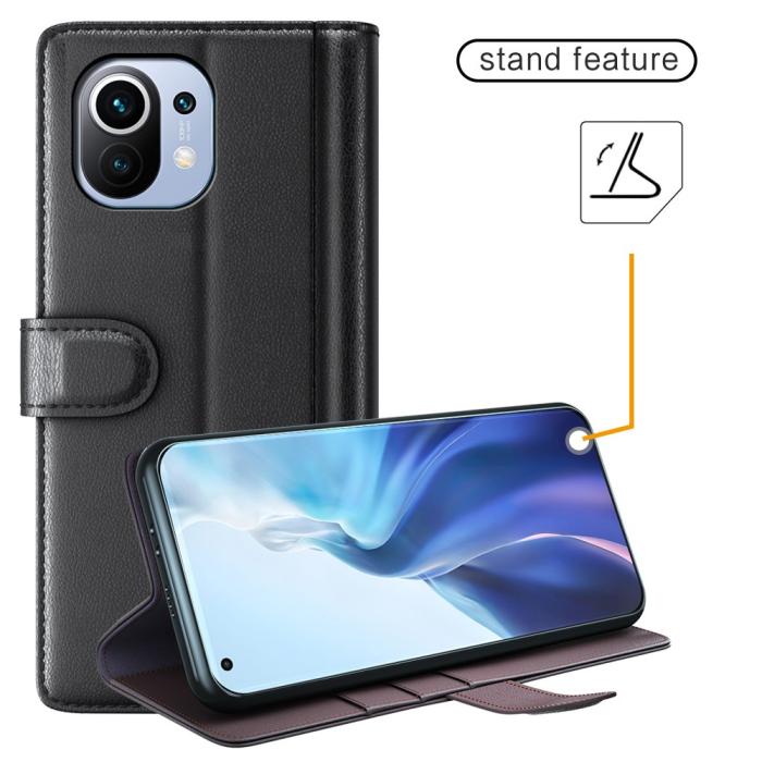 A-One Brand - Äkta Läder Plånboksfodral Xiaomi Mi 11 - Svart