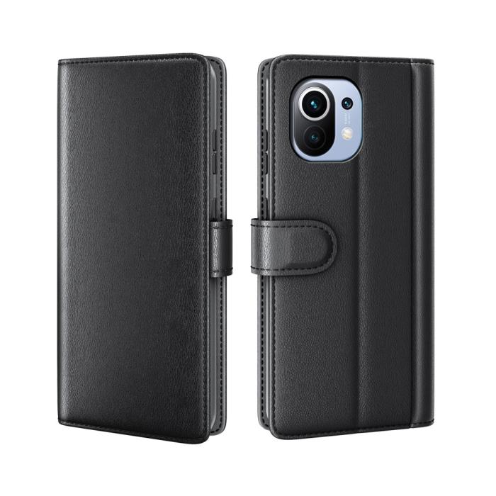 A-One Brand - Äkta Läder Plånboksfodral Xiaomi Mi 11 - Svart