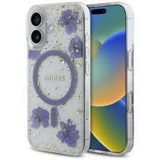Guess - Guess iPhone 16 Mobilskal MagSafe Resin Flowers - Lila