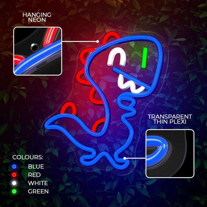 Forever Light - Forever Light LED Neon PLEXI JURASSIC BABY DINO FLNJ01 - Blå