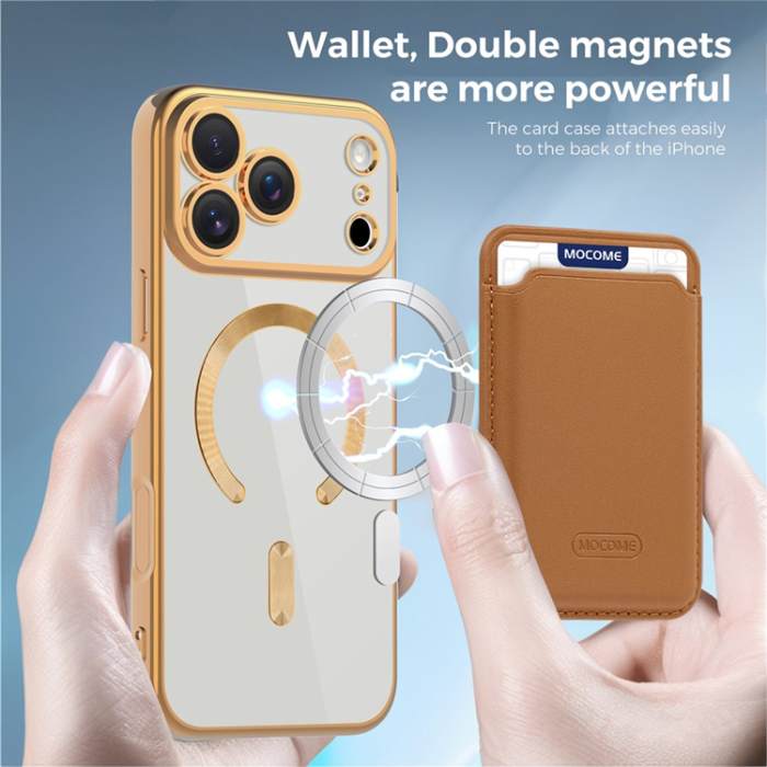 A-One Brand - iPhone 17 Pro Max Mobilskal MagSafe Korthållare TPU + PC - Brun