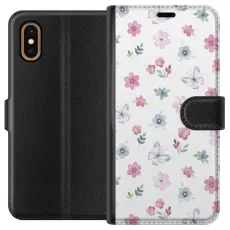 Gustaf - Pl&aring;nboksfodral till Apple iPhone XS Max med Blommor och fj&auml;rillar