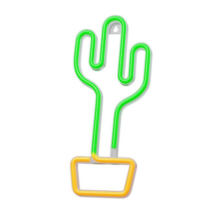 Forever Light - Forever Light LED Neon CACTUS Bat FLNE02 + USB - Orange/Grön