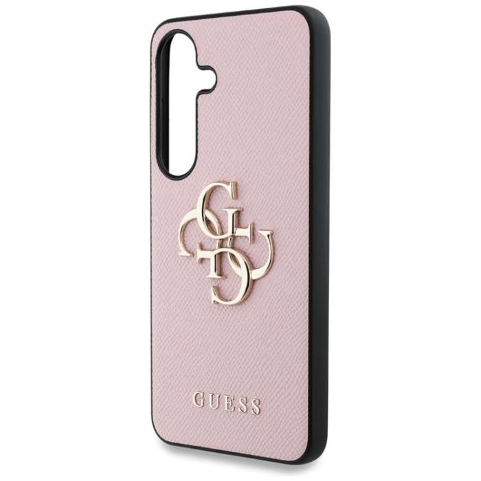 Guess - Guess Galaxy S25 Mobilskal Grained Big 4G Logo Small Classic - Rosa
