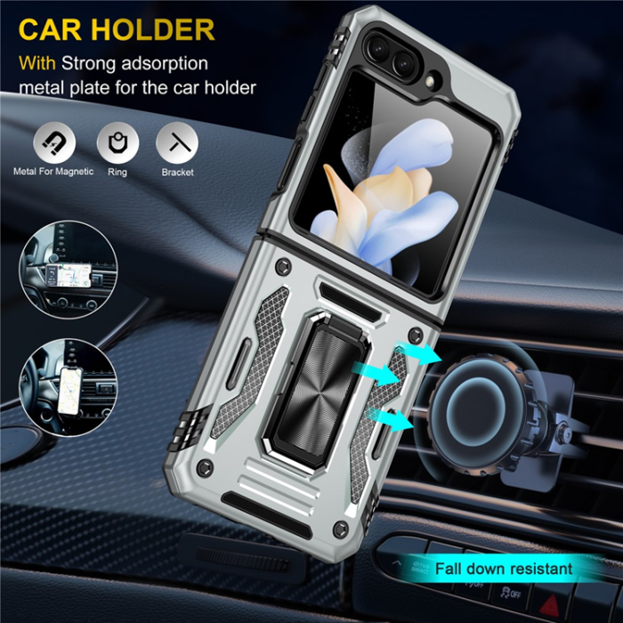 A-One Brand - Galaxy Z Flip7 FE/Z Flip6 Mobilskal Armor Kickstand - Grå