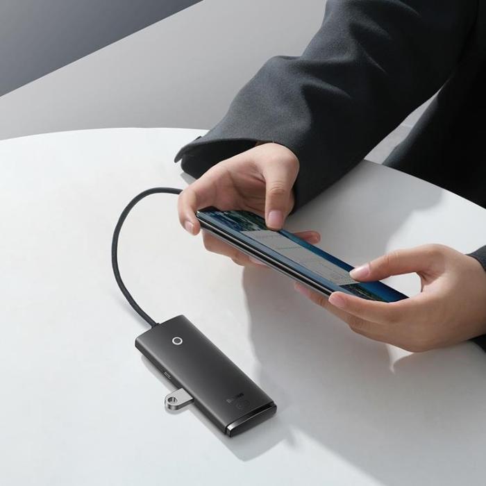 BASEUS - Baseus HUB USB-A 4-Port USB-A 0.25m Kabel - Svart
